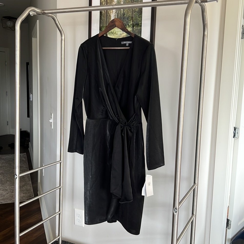 Julia Jordan Black Long Sleeve Faux Wrap Dress Size 14